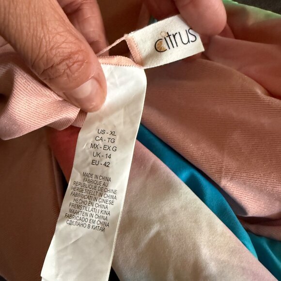 Citrus Tie-Dye One-Piece Swimsuit With Open Back & Adjustable Straps - XL NWOT - Picture 5 of 5